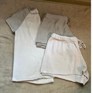 Barefoot Dreams CozyChic Ultra Lite Raglan Baseball Tee and shorts 3 pc set M/L